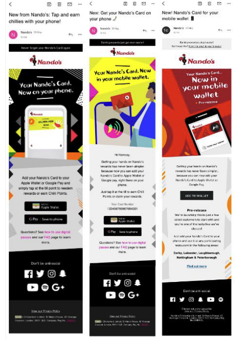 Nando's tests customers response to new Mobile Wallet